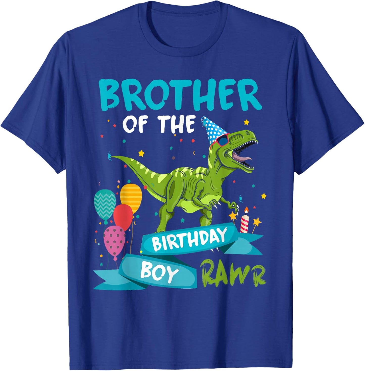 Brother of the Birthday Boy T-Rex Dinosaur Birthday Matching T-Shirt - T-Shirt | Royal