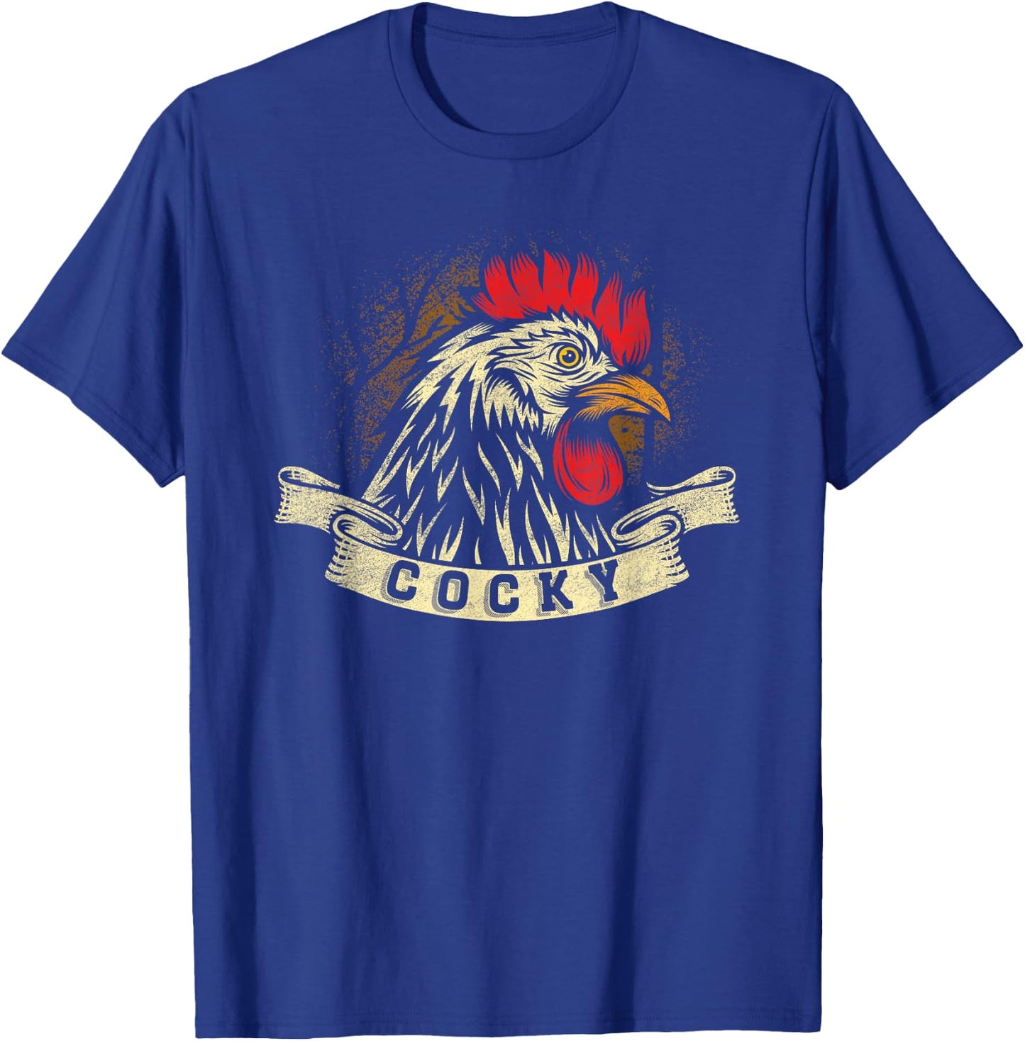 Cocky Rooster Design For Chicken Lovers T-Shirt - T-Shirt | Royal