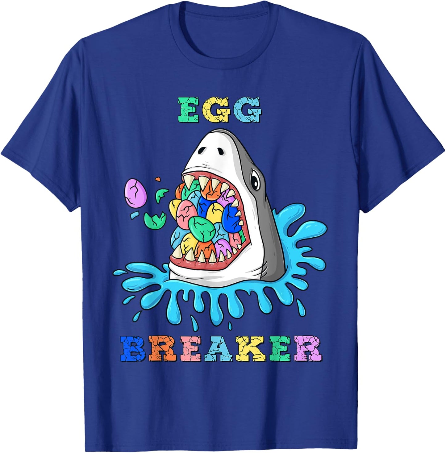 Egg Breaker Shark Easter Funny Boys Girls Kids T-Shirt - T-Shirt | Royal