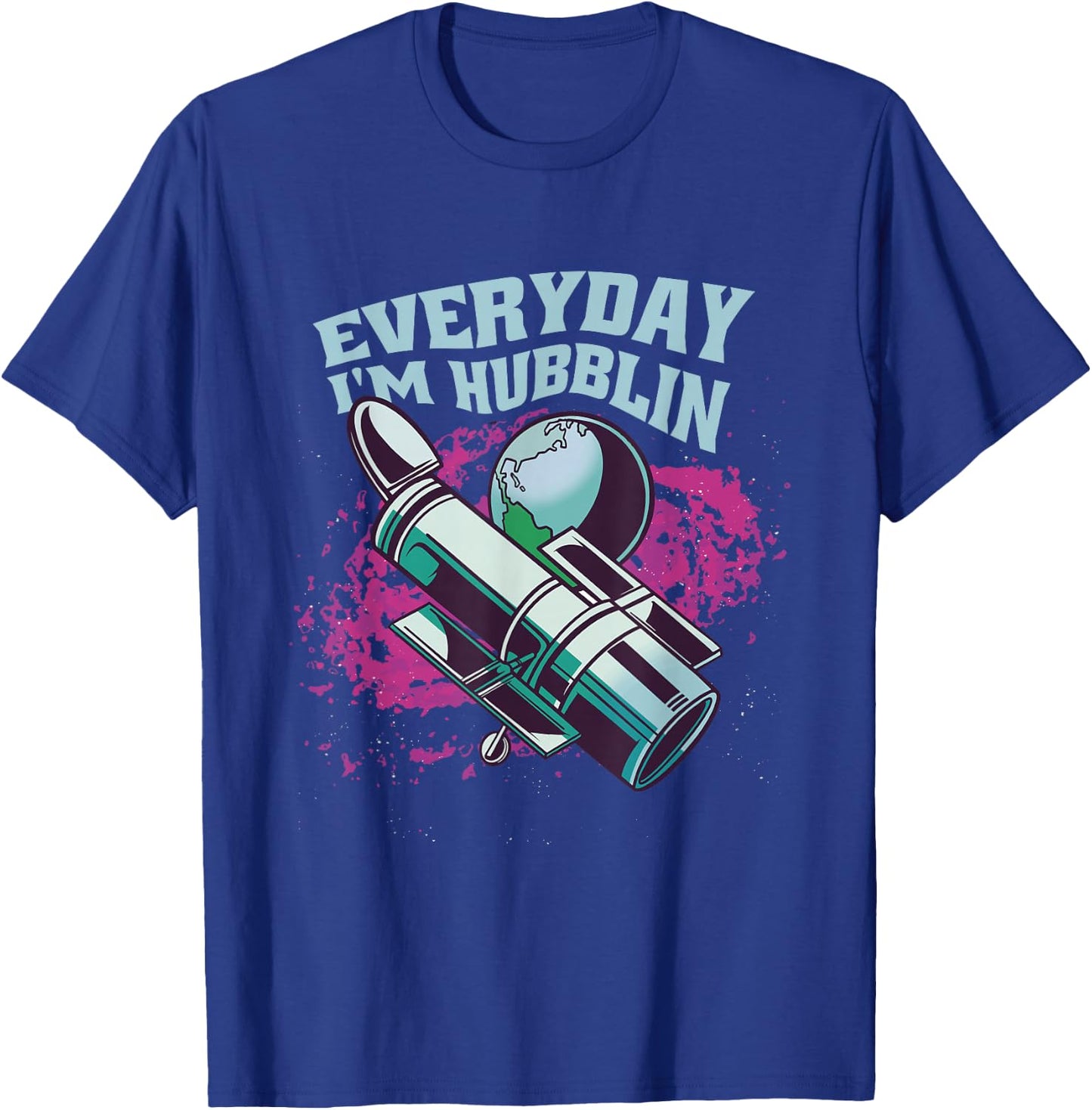 Funny Hubble Telescope Astronaut -Astral Cosmic Design Space T-Shirt - T-Shirt | Royal
