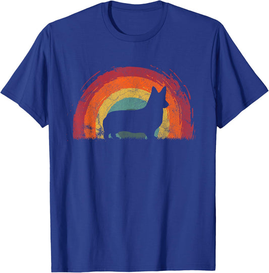 Dorgi Vintage Rainbow Dog Men Women T-Shirt - T-Shirt | Royal