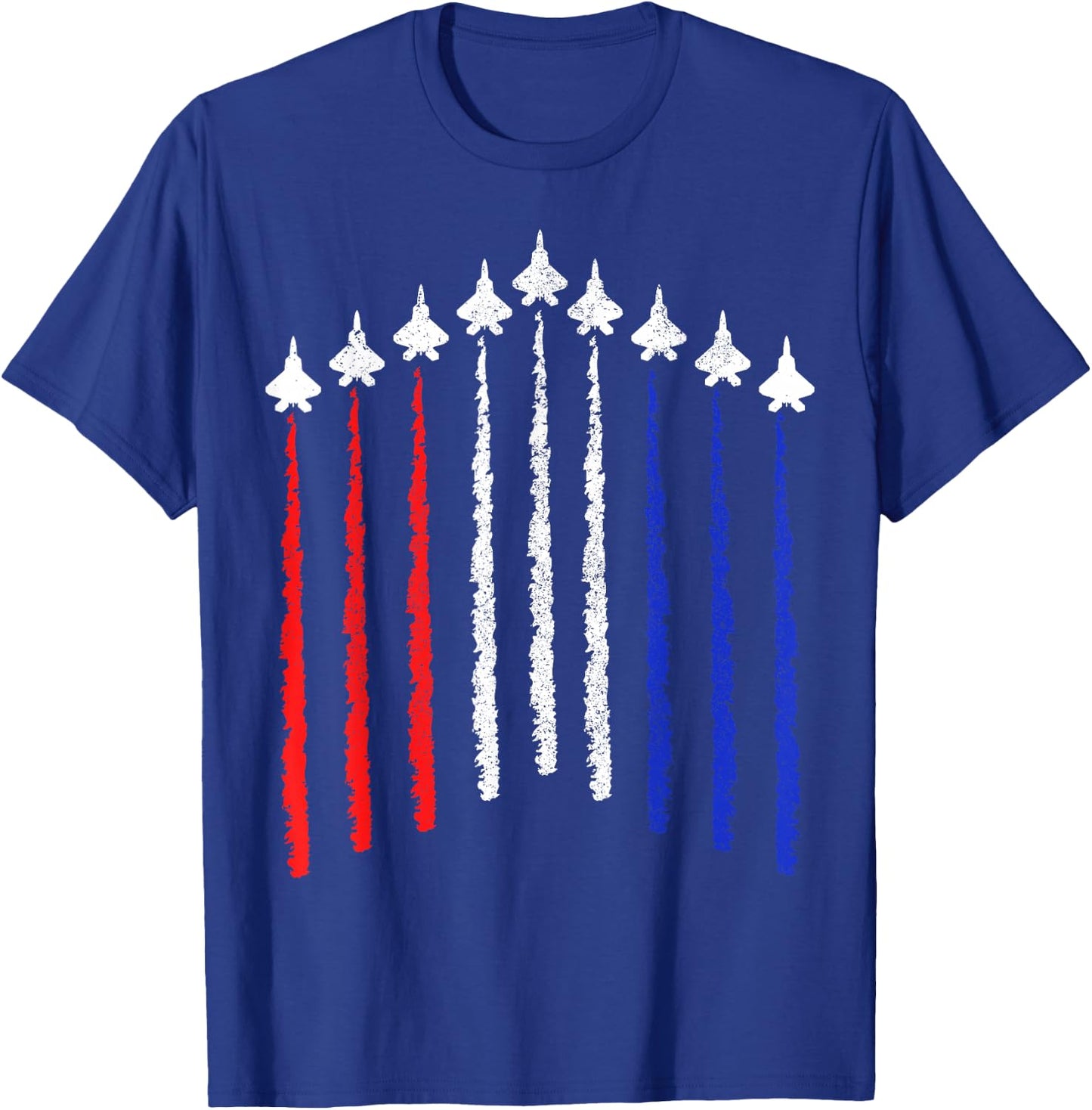 Jet Airplane Pilot Aviation Military Aircraft Patriotic T-Shirt - T-Shirt | Royal