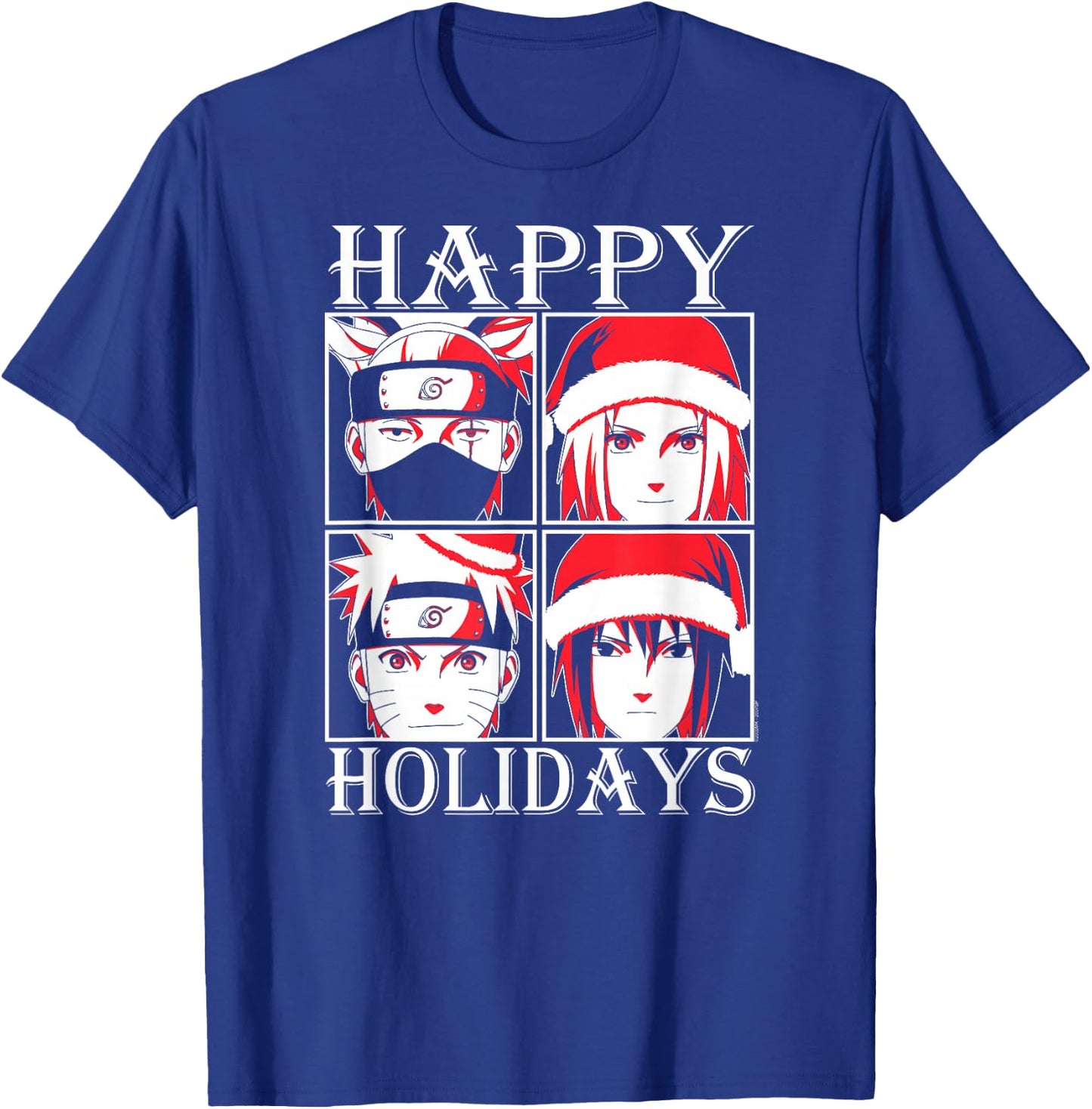Naruto Shippuden Happy Holidays Characters Anime T-Shirt - T-Shirt | Royal