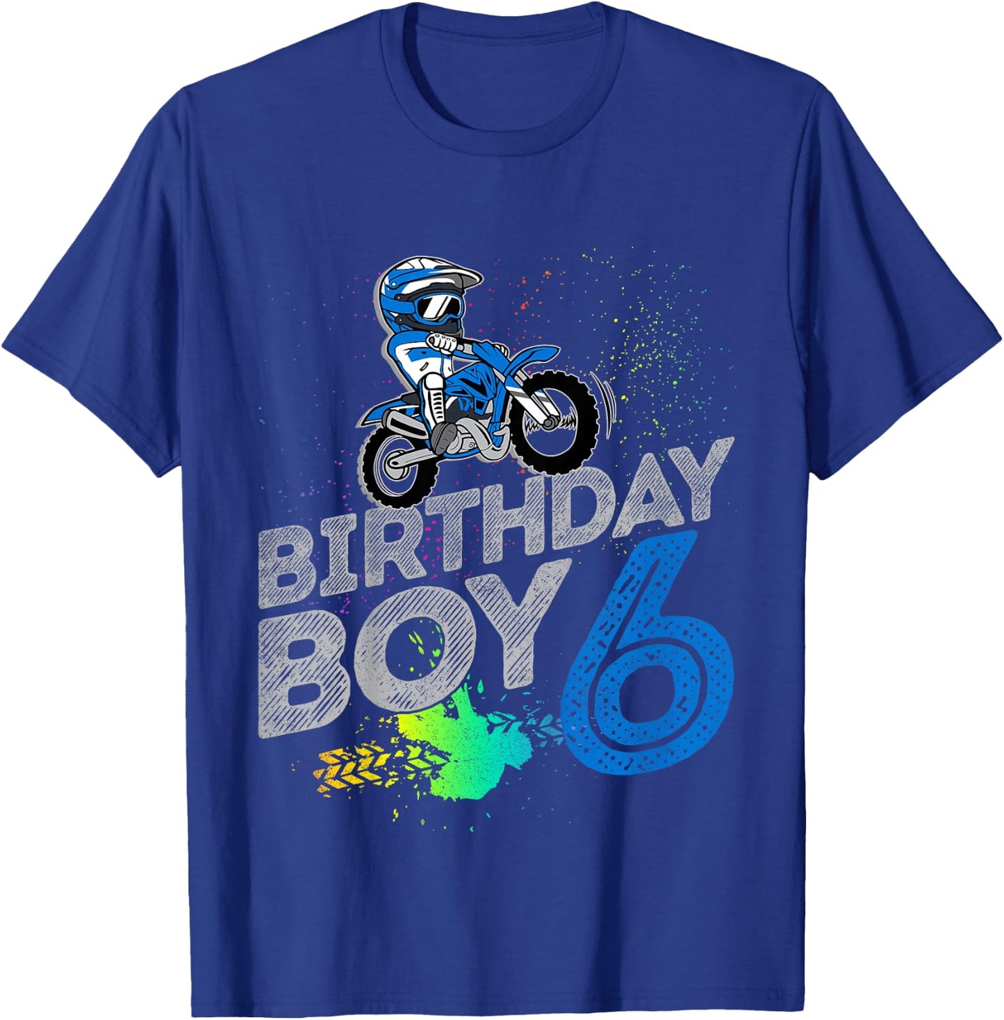 Kids Dirt Bike Rider 6 Years Old Motocross 6th Birthday Boy T-Shirt - T-Shirt | Royal