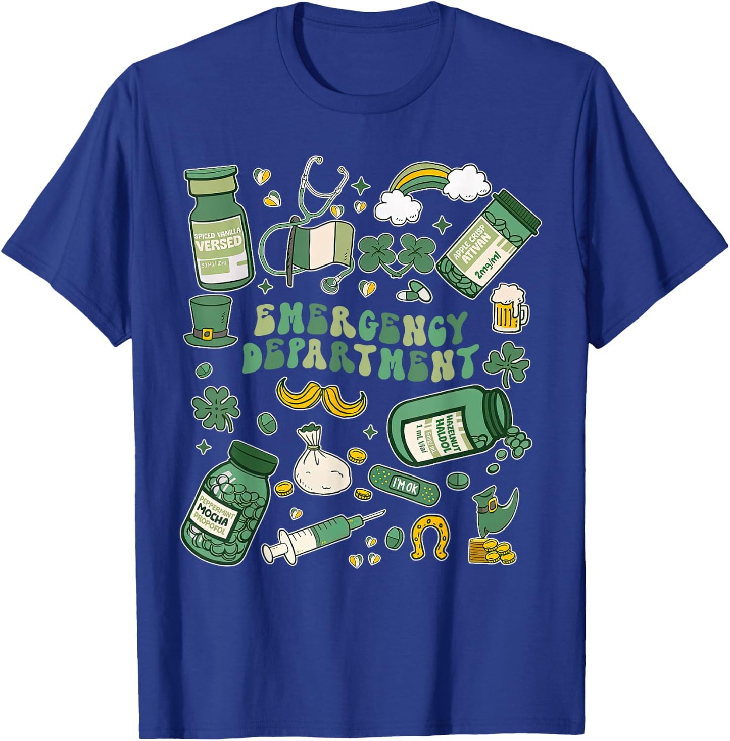 Emergency Department Nurse St. Patrick's Day ER ICU Nursing T-Shirt - T-Shirt | Royal