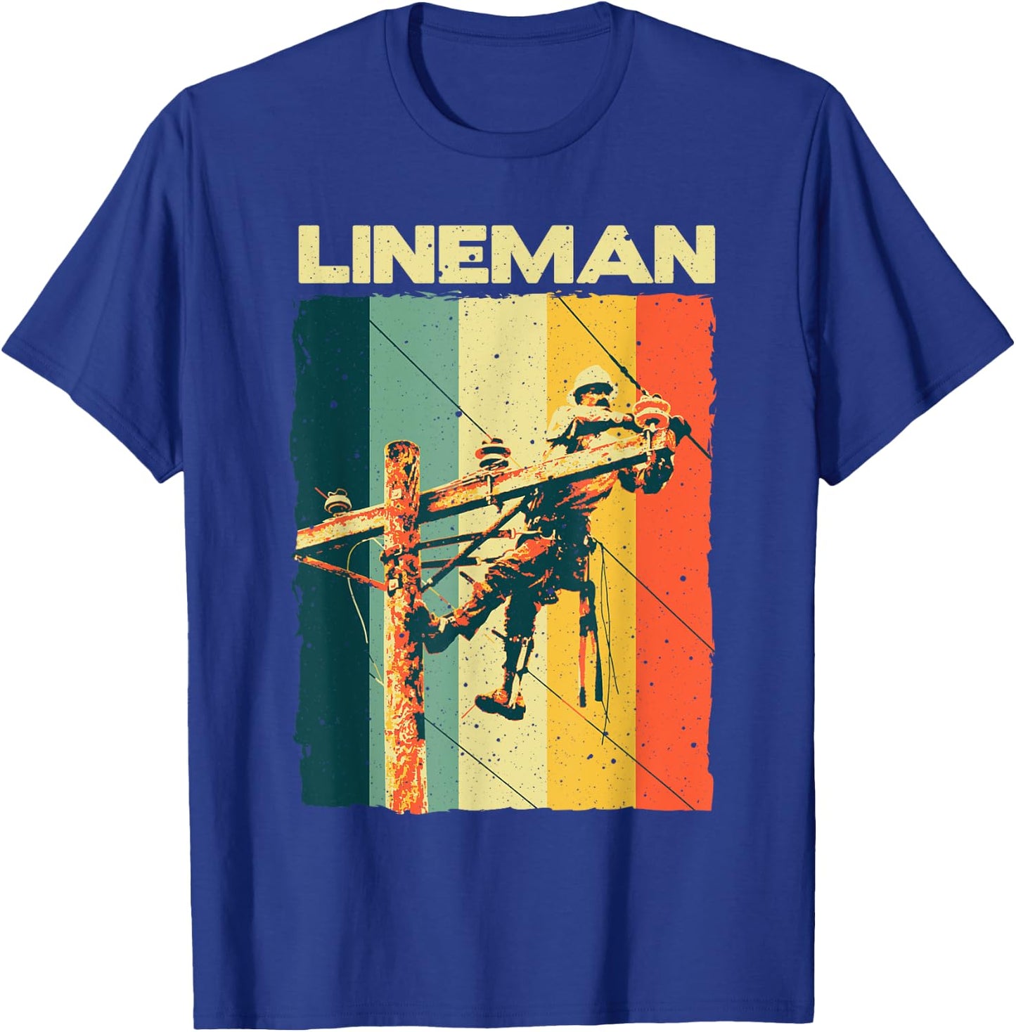 Funny Vintage Lineman Designs Men Women Electronics Lovers T-Shirt - T-Shirt | Royal