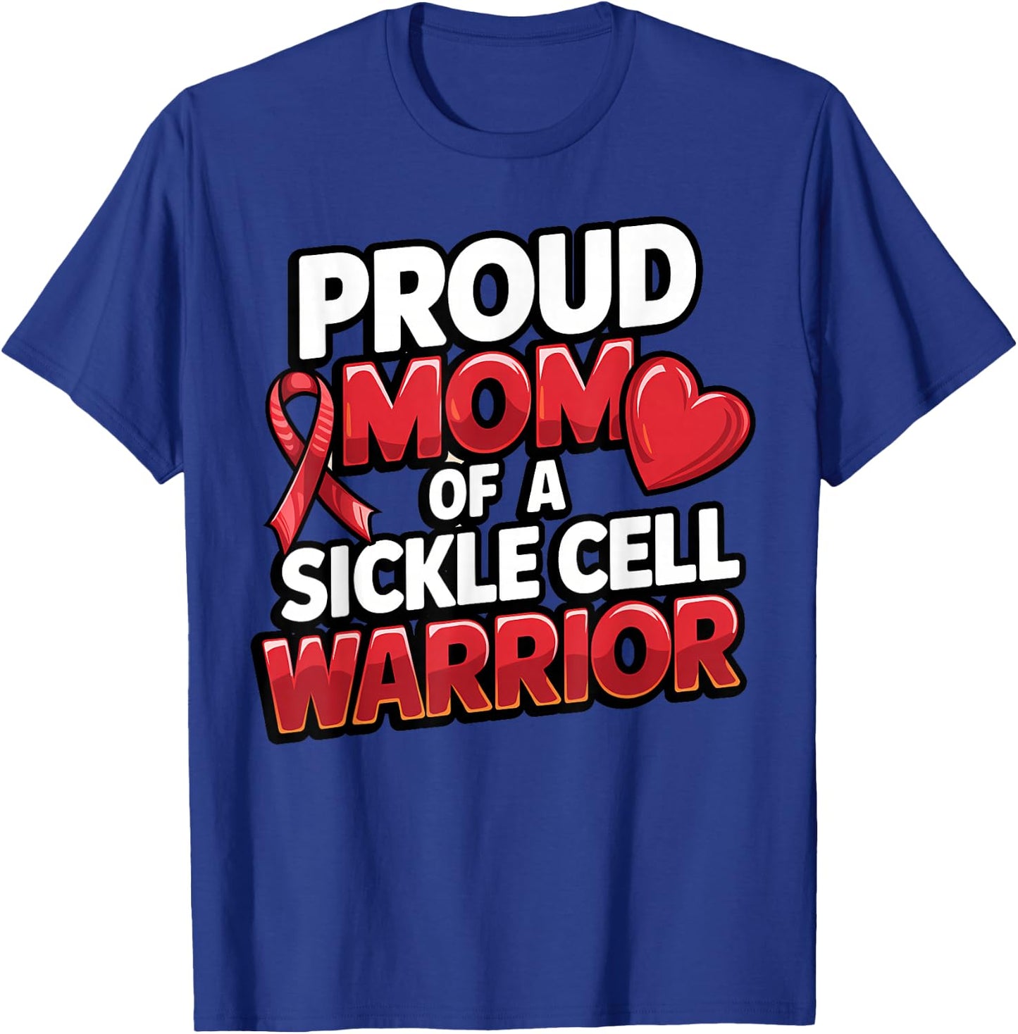 Sickle Cell Warrior Awareness Proud Mom Burgundy Ribbon T-Shirt - T-Shirt | Royal