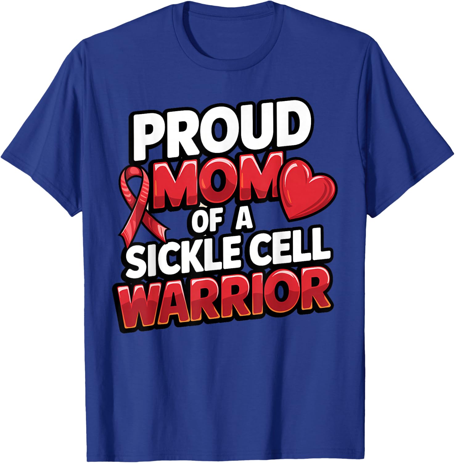 Sickle Cell Warrior Awareness Proud Mom Burgundy Ribbon T-Shirt - T-Shirt | Royal