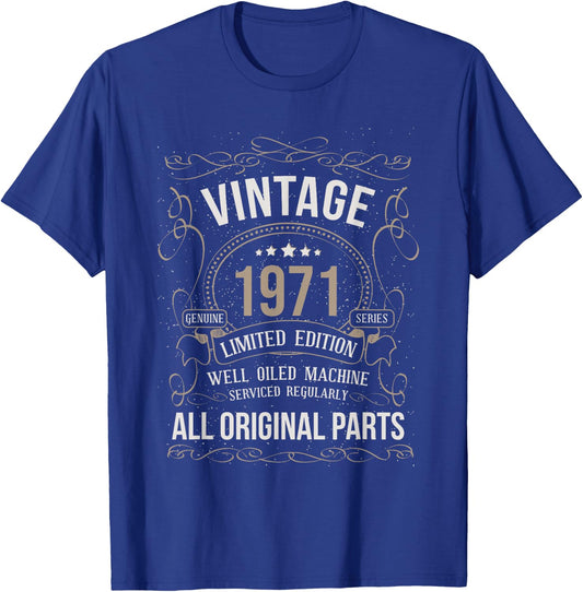 1971 Birthday Vintage 52nd Birthday 52 Year Old Car Lover T-Shirt - T-Shirt | Royal