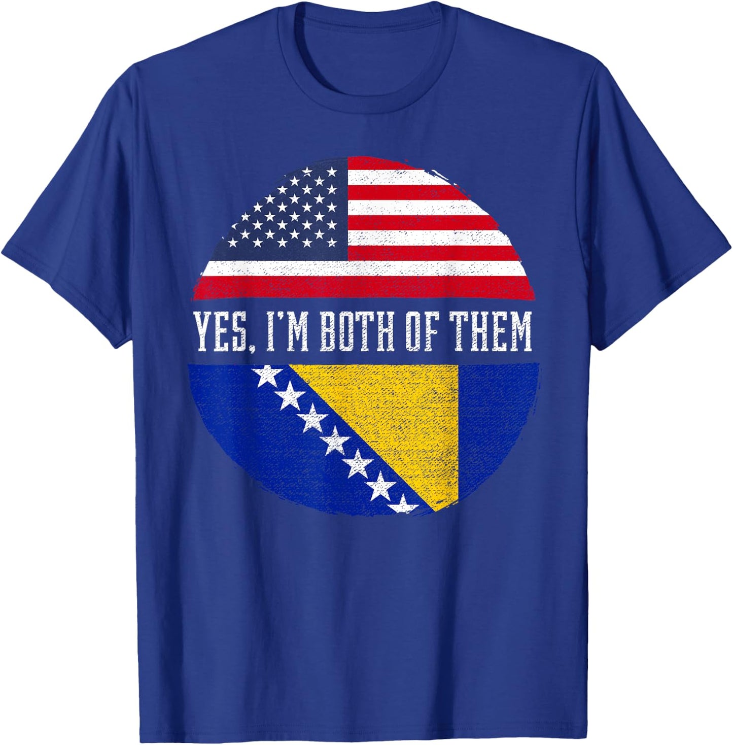 Half American Bosnian Herzegovinian Bosnia and Herzegovina T-Shirt - T-Shirt | Royal