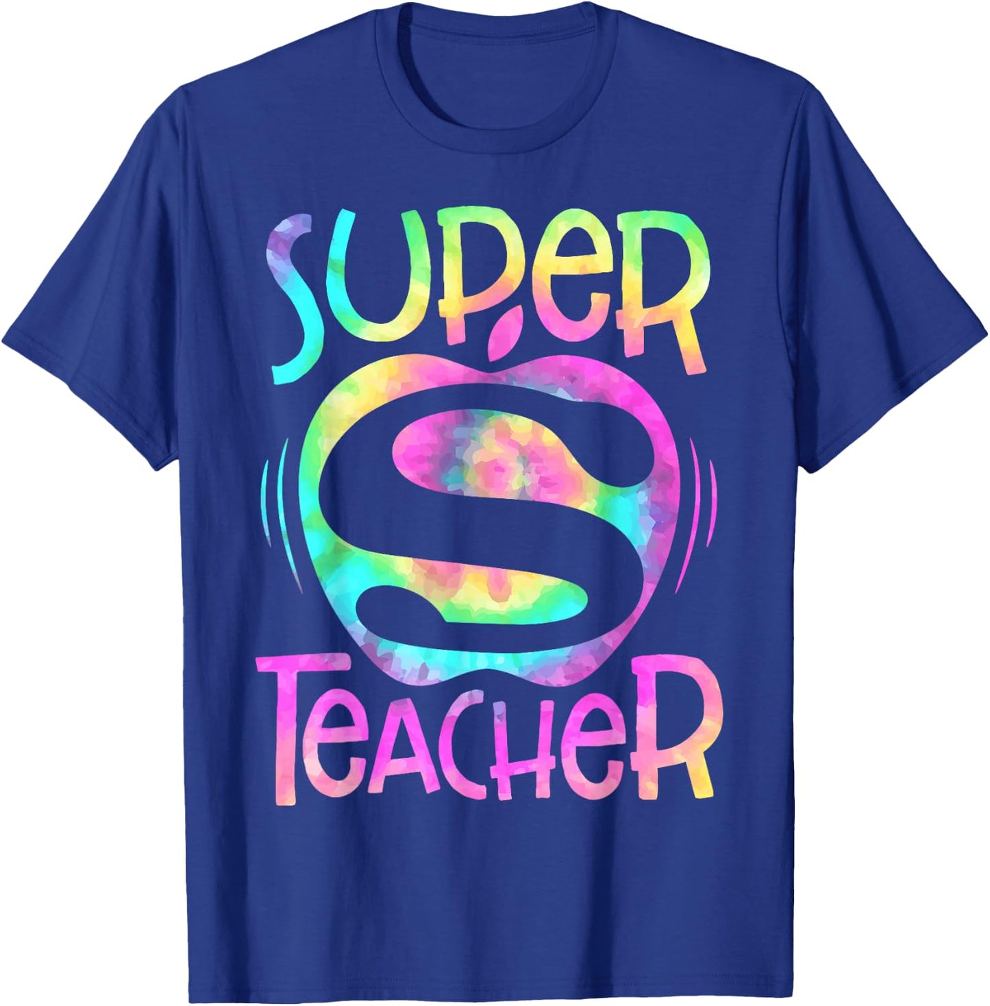Super Teacher Back To School Apple Tie Dye Funny First Day T-Shirt - T-Shirt | Royal