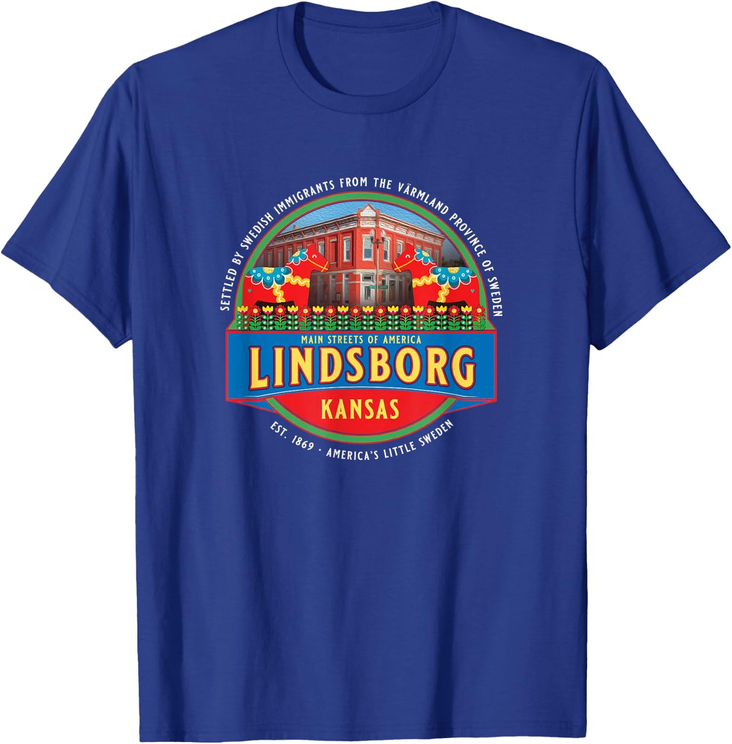Lindsborg Kansas Little Sweden Swedish Dala Horse Souvenir T-Shirt - T-Shirt | Royal