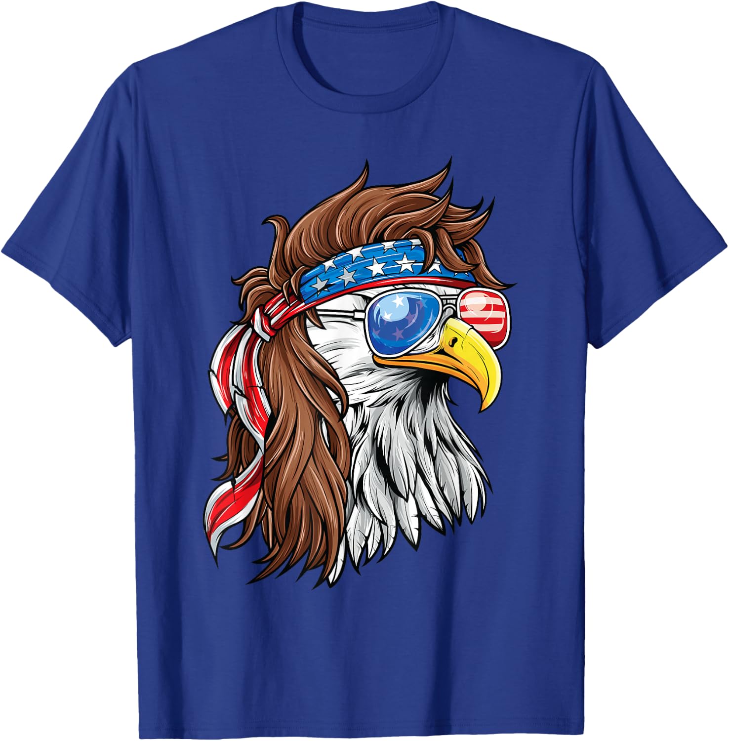 Patriotic Bald Eagle Mullet USA American Flag 4th of July T-Shirt - T-Shirt | Royal
