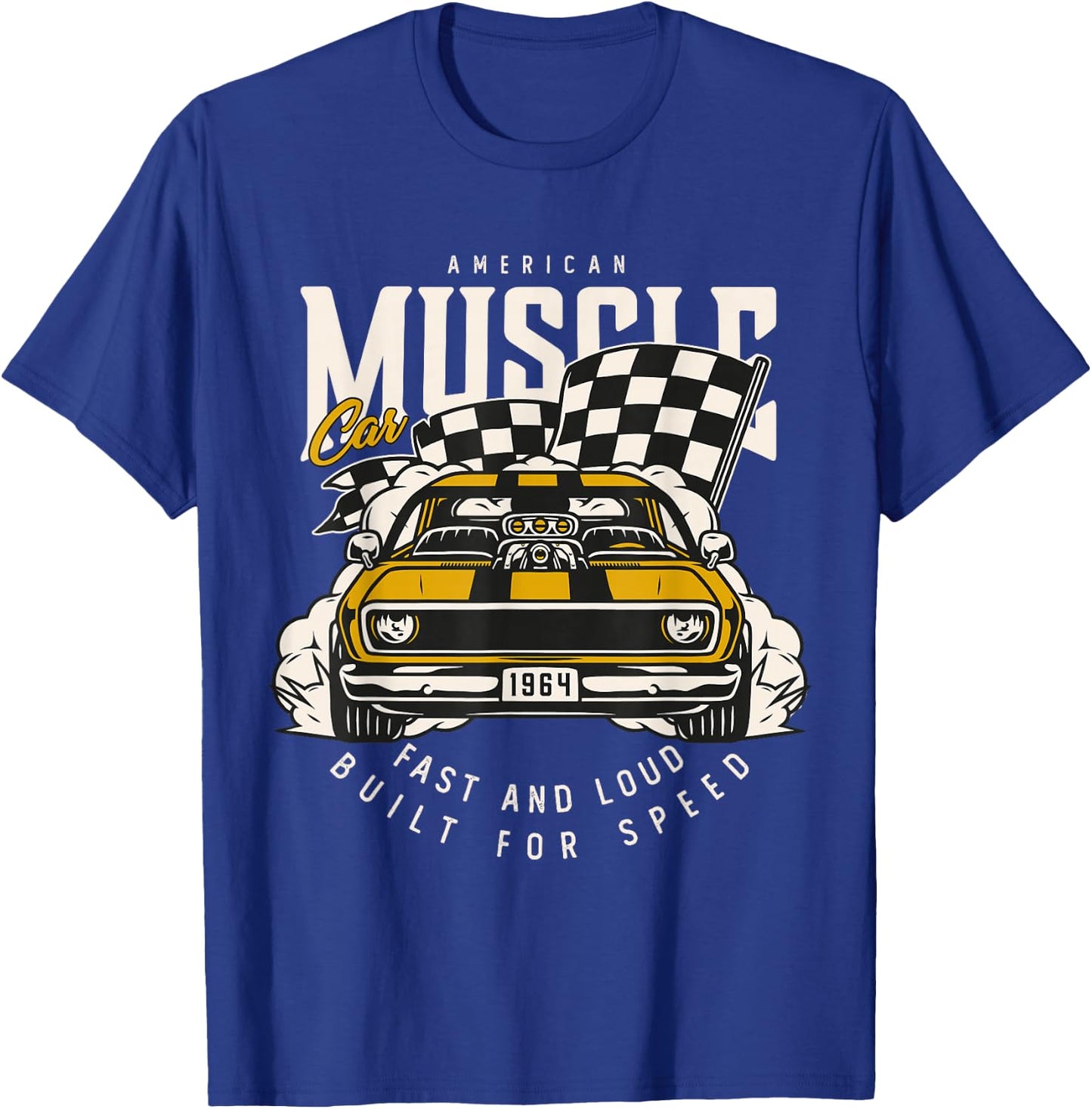 Vintage American Muscle Car Racing Flag T-Shirt - T-Shirt | Royal