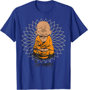 Be Happy shirt Zen Little baby Buddha Mandala T gift T-Shirt - T-Shirt | Royal