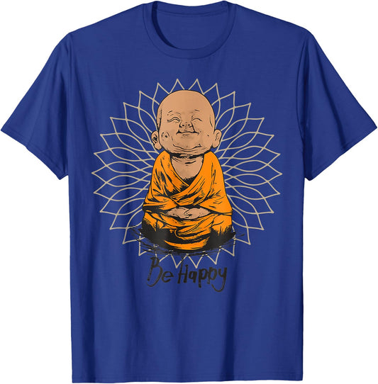Be Happy shirt Zen Little baby Buddha Mandala T gift T-Shirt - T-Shirt | Royal