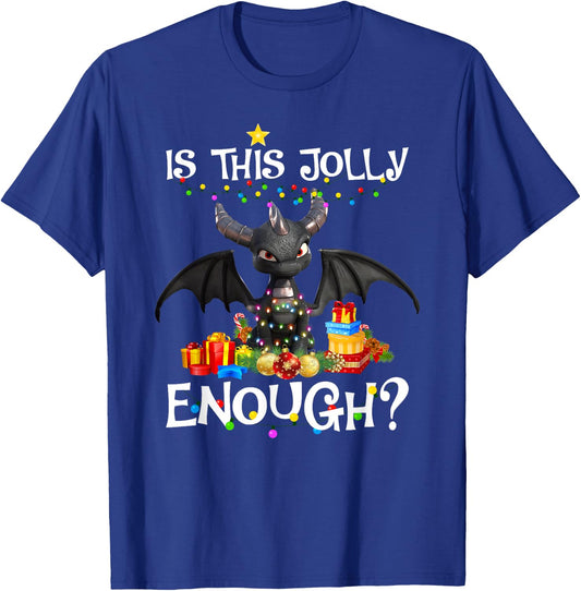 Is This Jolly Enough Dragon Decor Lights Christmas Xmas T-Shirt - T-Shirt | Royal