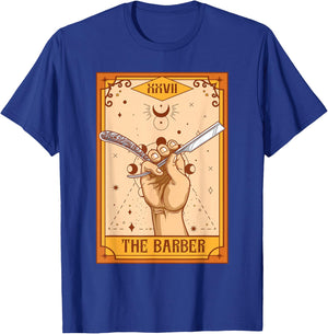 Funny Barber Hairstylist Barber Shop The Barber Tarot Card T-Shirt - T-Shirt | Royal