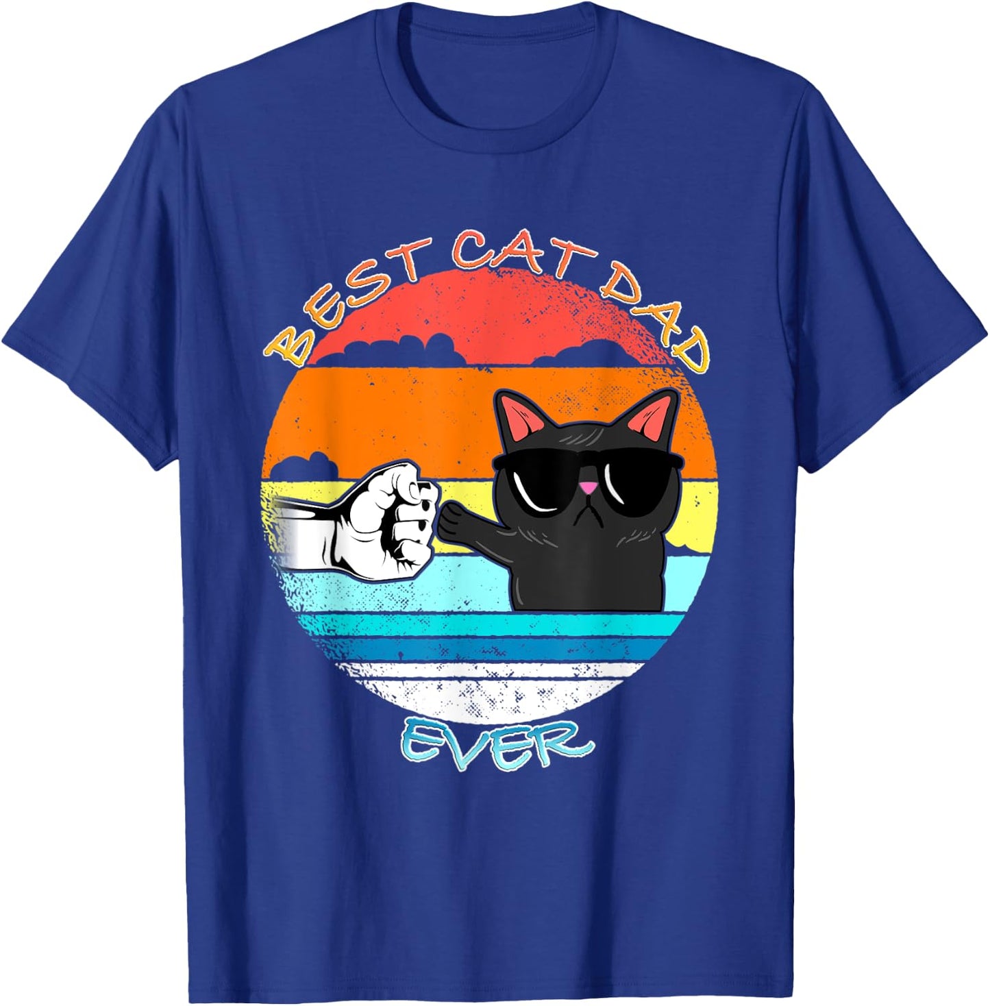 Vintage Cat Best Cat Dad Retro Cat Meow T-Shirt - T-Shirt | Royal