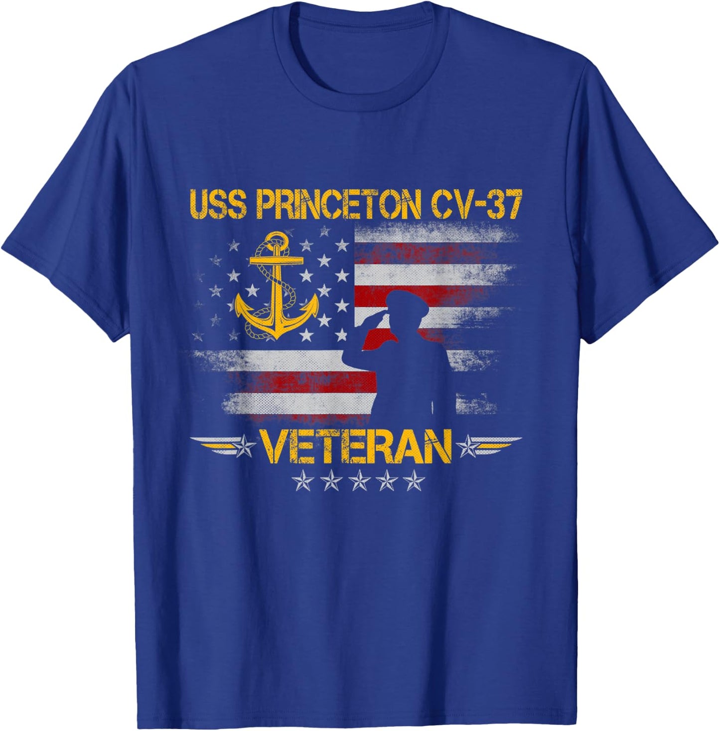 USS Princeton (CV-37) Aircraft Carrier Veteran Flag Vintage T-Shirt - T-Shirt | Royal