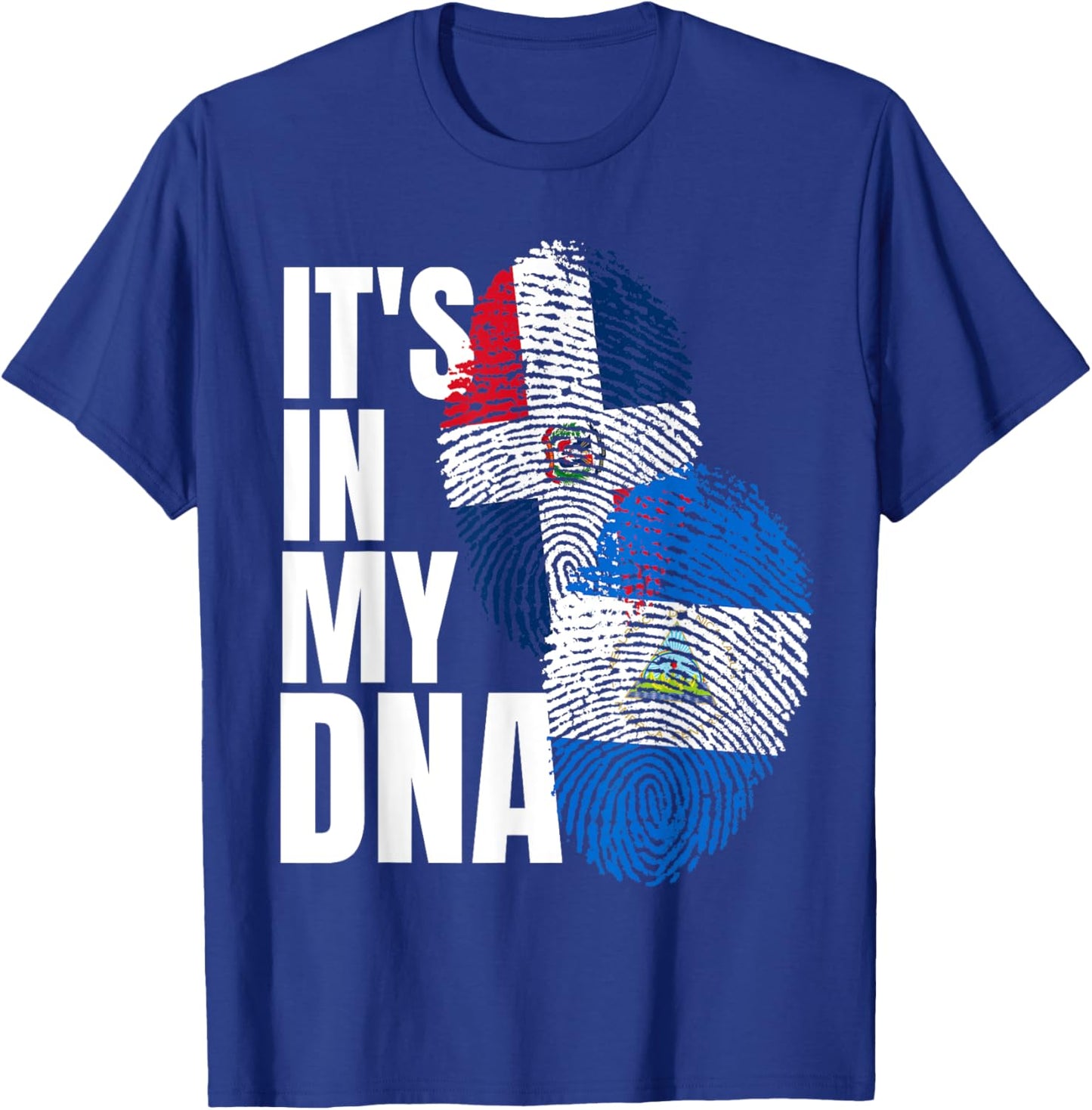 Nicaraguan And Dominican Mix DNA Flag Heritage T-Shirt - T-Shirt | Royal