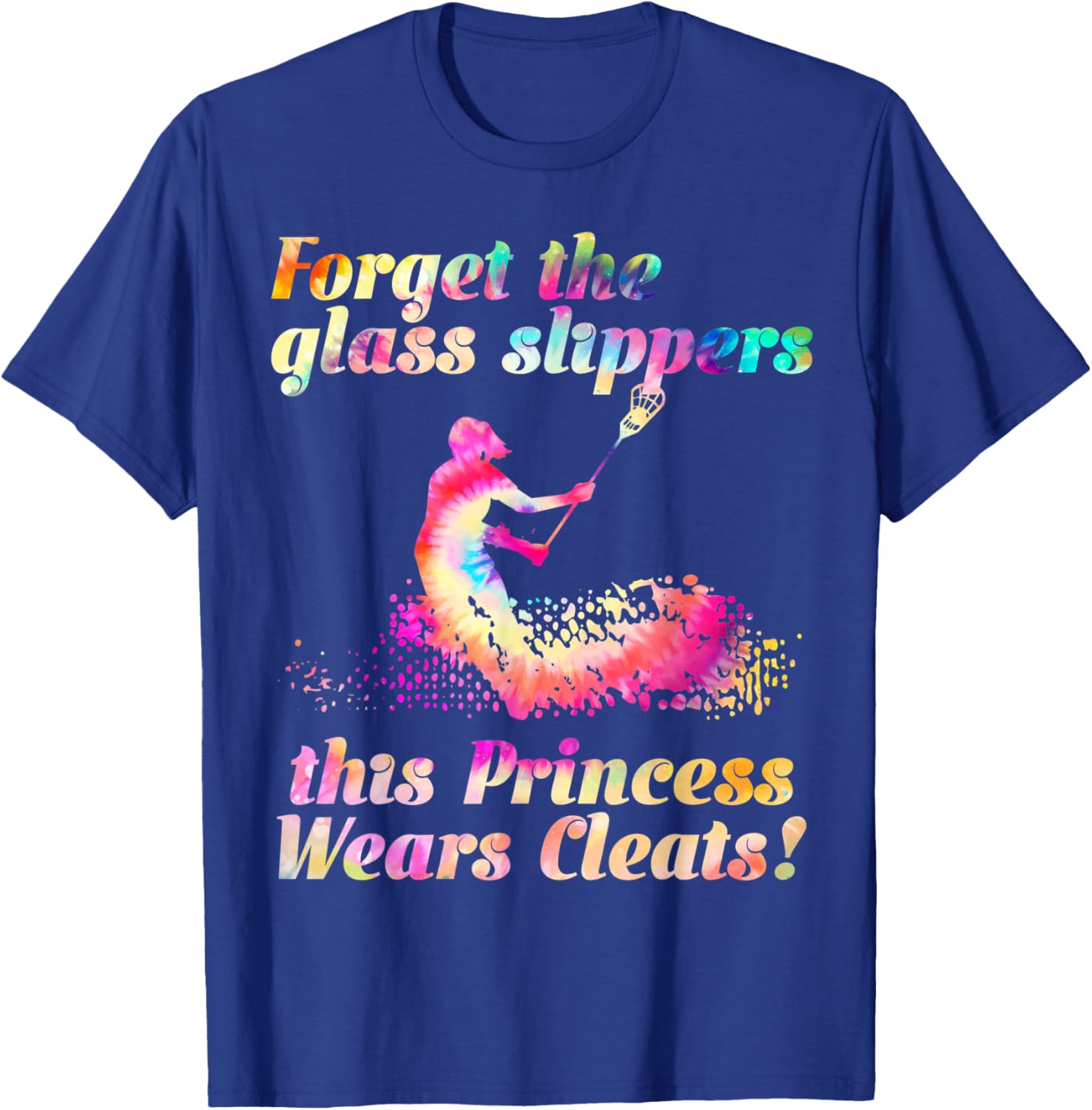 Girls Lacrosse Hippie Tie Dye Colorful Rainbow Design Gift T-Shirt - T-Shirt | Royal