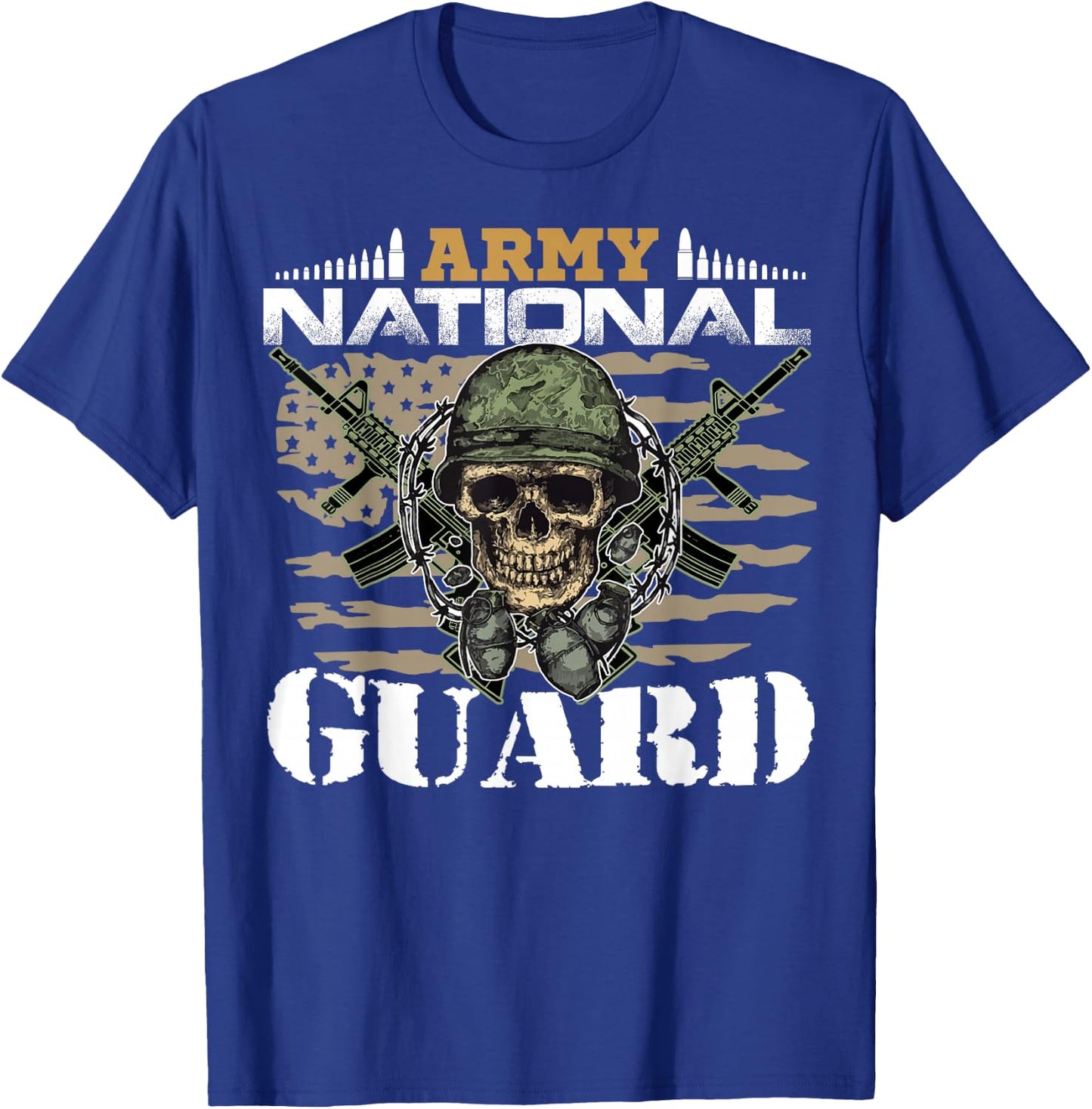 Proud Army National Guard With Vintage American Flag Gifts T-Shirt - T-Shirt | Royal