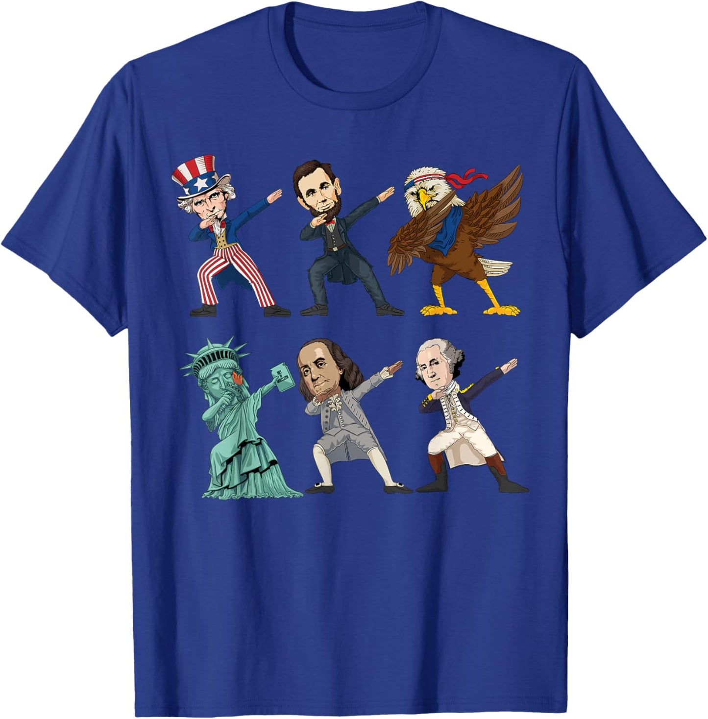 Dabbing Uncle Sam And Friends 4th Of July Boys Girls Kids T-Shirt - T-Shirt | Royal