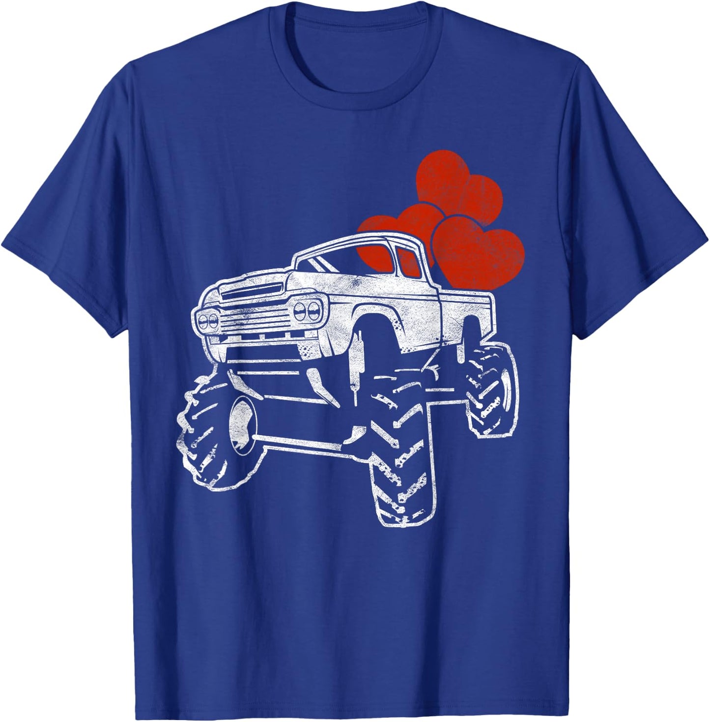 Monster Truck with Hearts Gift Boy Happy Valentine's Day T-Shirt - T-Shirt | Royal