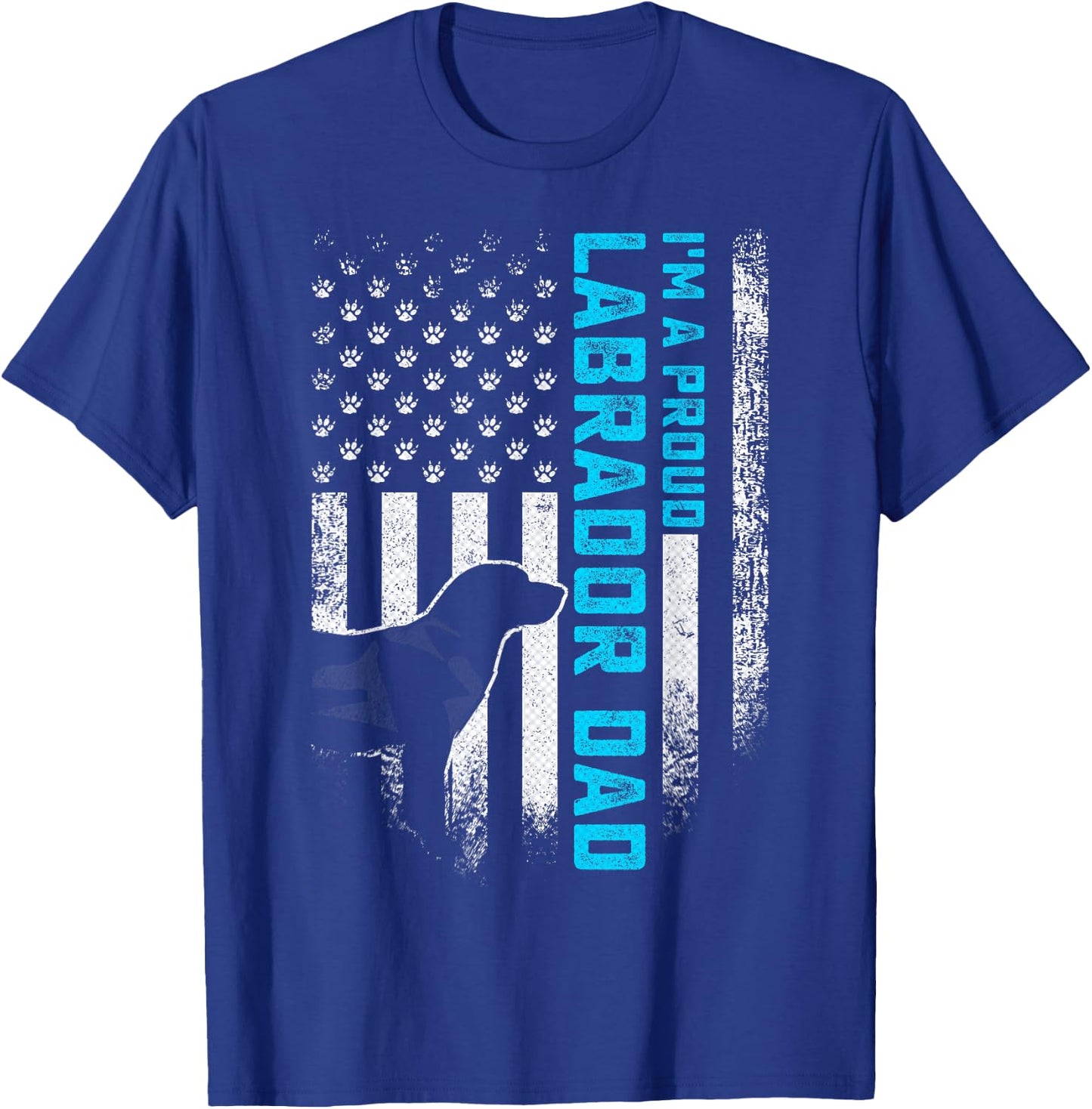 Vintage American Flag I'm A Proud Labrador Retriever Dad Lab Women Kids Men T-Shirt - T-Shirt | Royal