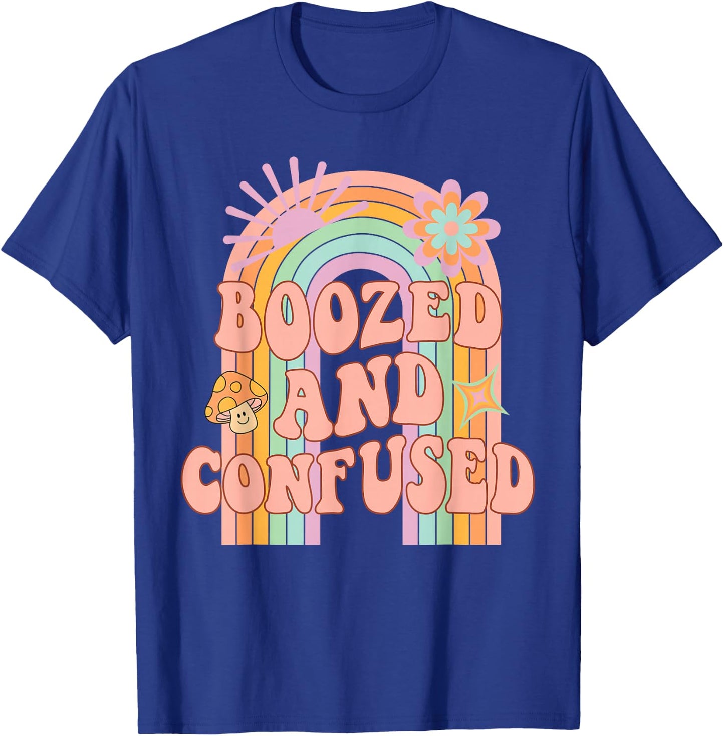 Boozed and Confused Groovy Rainbow Team Bride Bachelorette T-Shirt - T-Shirt | Royal