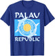 Oceanic Whitetip Sharks on Palauan Flag of Palau T-Shirt - T-Shirt | Royal