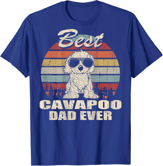 Best Cavapoo Dad Ever Vintage Retro Dog Dad On Back Men T-Shirt - T-Shirt | Royal