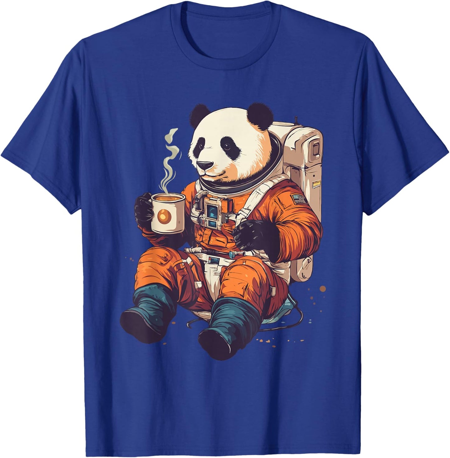 Panda Astronaut with Coffee Space Astronaut Panda T-Shirt - T-Shirt | Royal