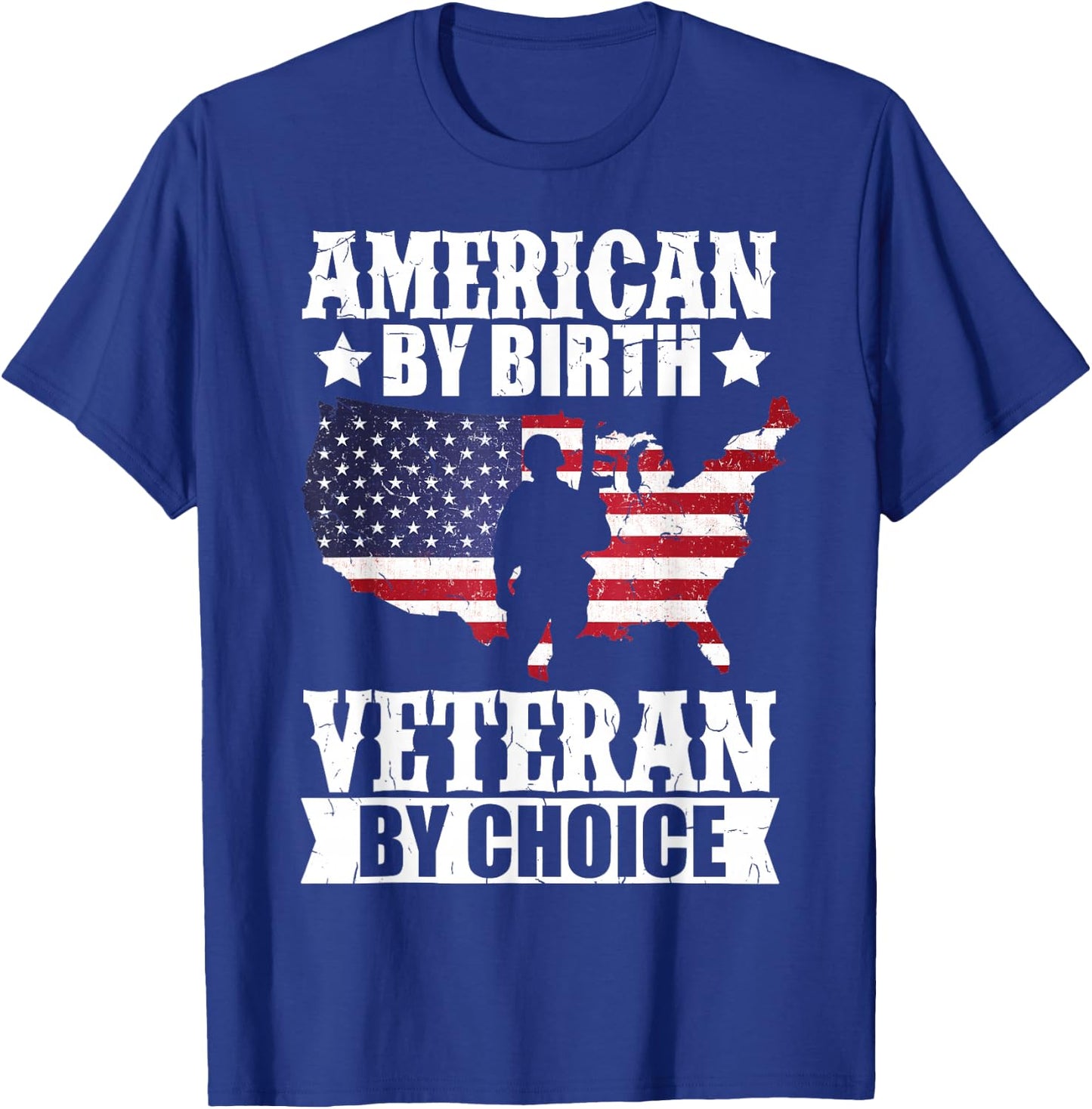 American by Birth Veteran by Choice US Flag Veterans Day T-Shirt - T-Shirt | Royal
