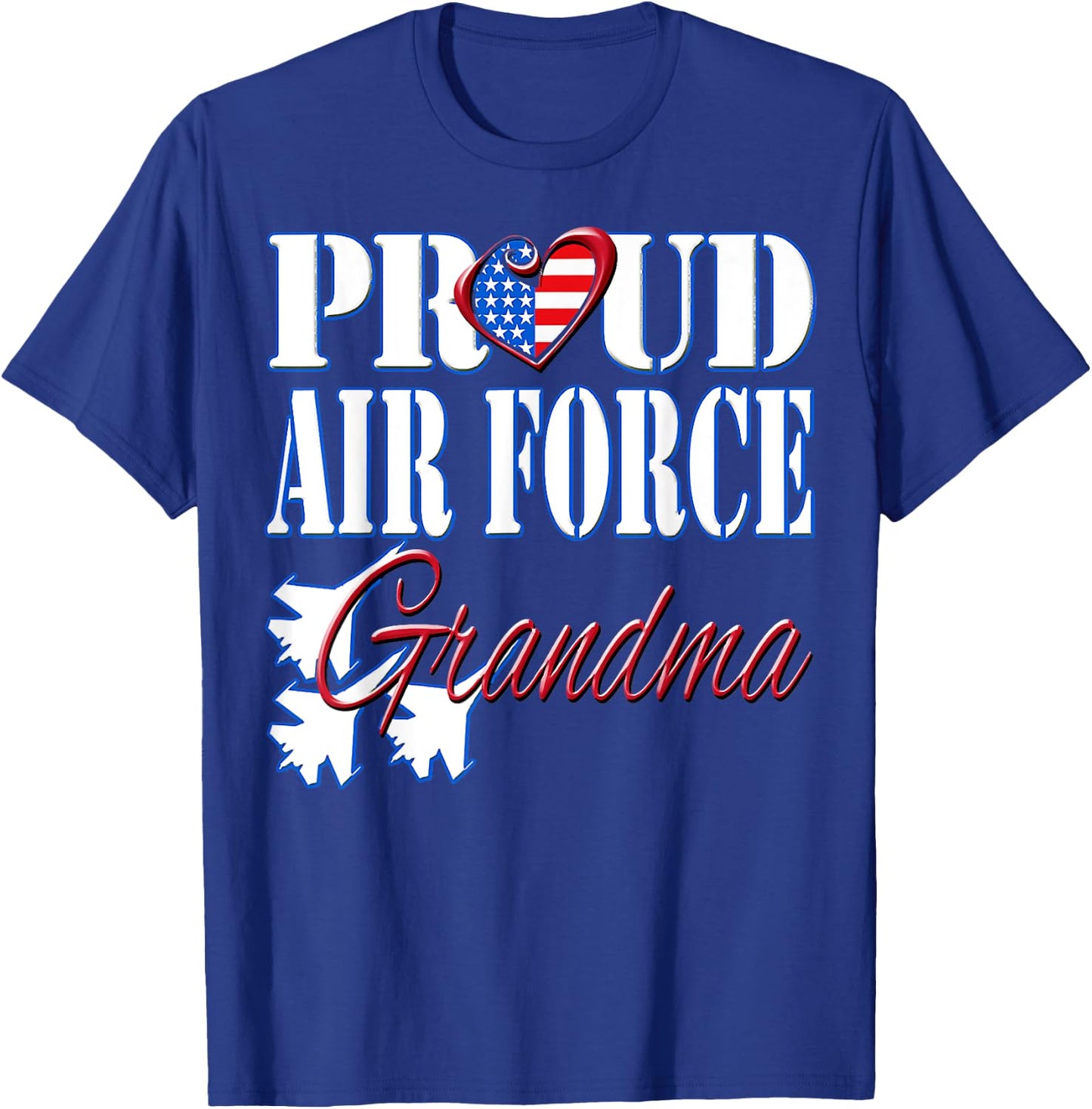 Proud Air Force Grandma Shirt US Heart Military Women T-Shirt - T-Shirt | Royal