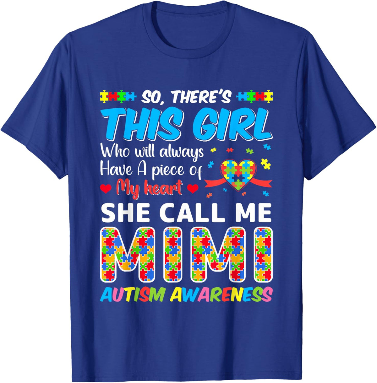 Autism Mimi - Autism Awareness Grandmom Autism Motivational T-Shirt - T-Shirt | Royal