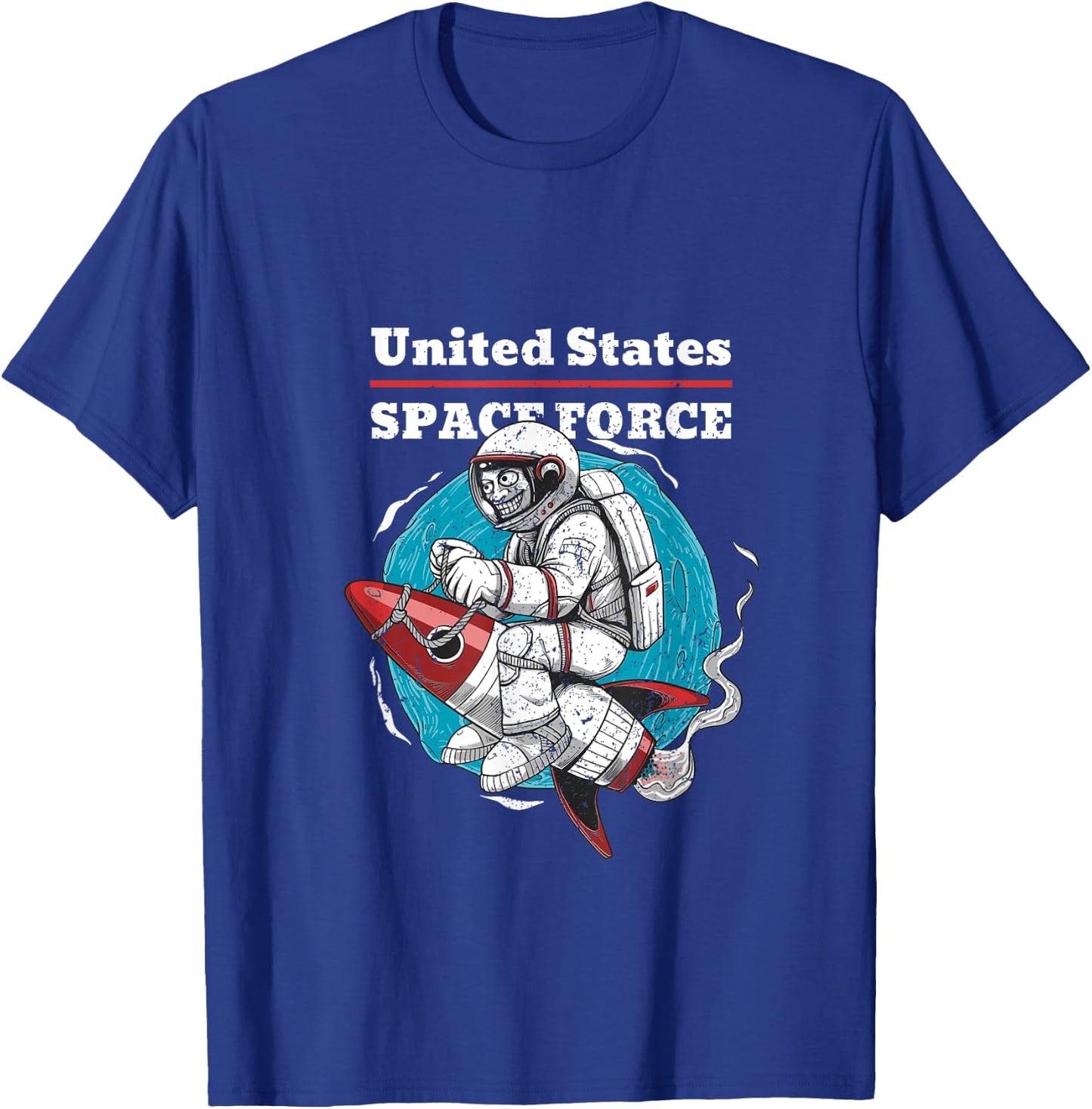 Funny United States Space Force Space Monkey T-Shirt - T-Shirt | Royal
