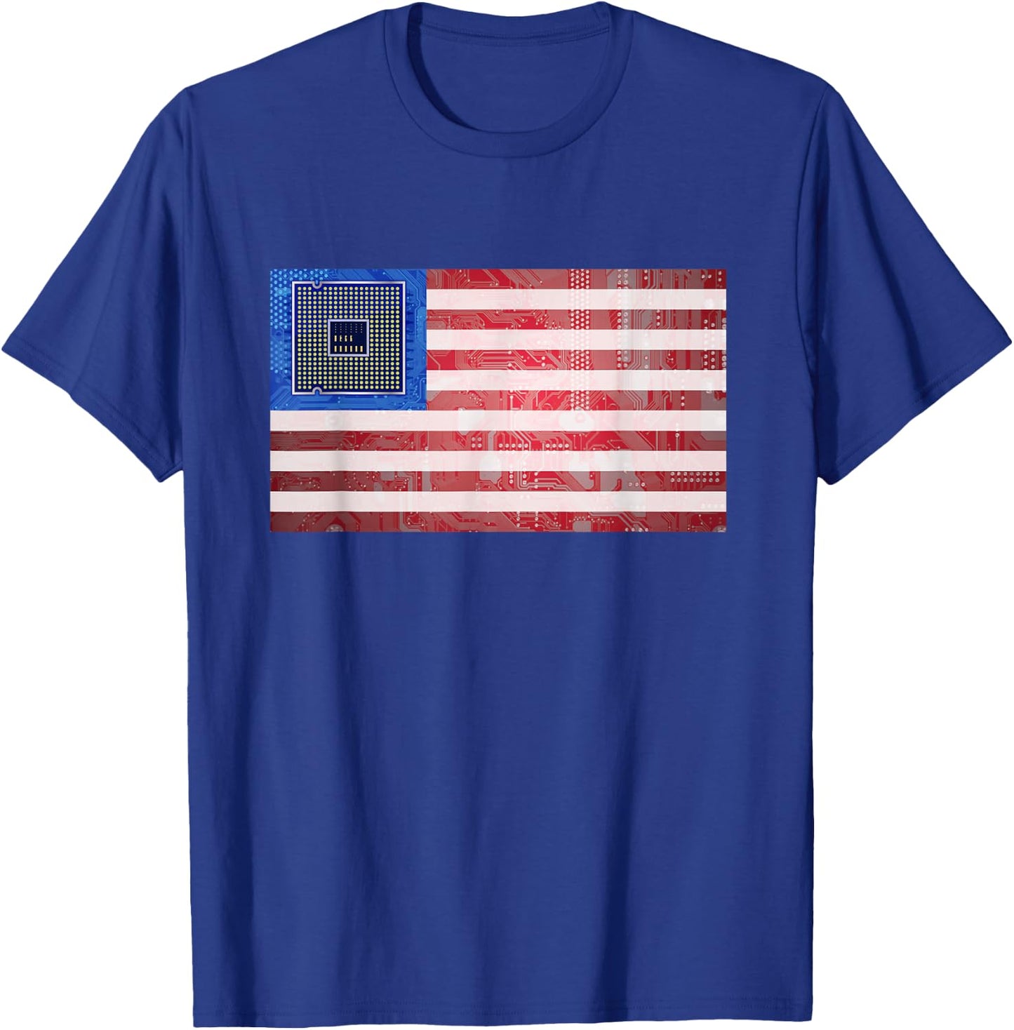 American Flag CPU apparel | Patriotic Computer Geek Coder En T-Shirt - T-Shirt | Royal