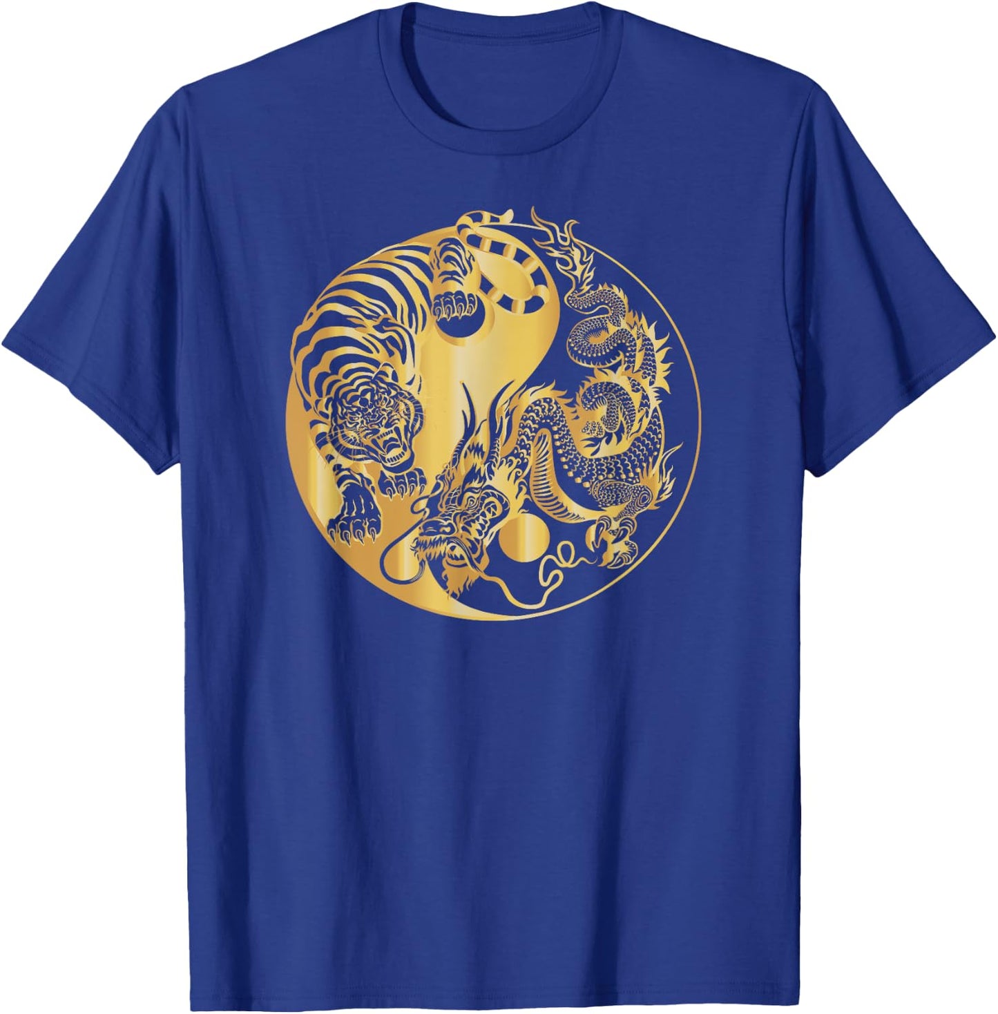 Yin yang tiger dragon gold T-Shirt - T-Shirt | Royal