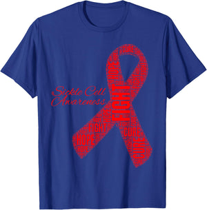 Sickle Cell Awareness Hope Fight Cure Ribbon T-Shirt - T-Shirt | Royal