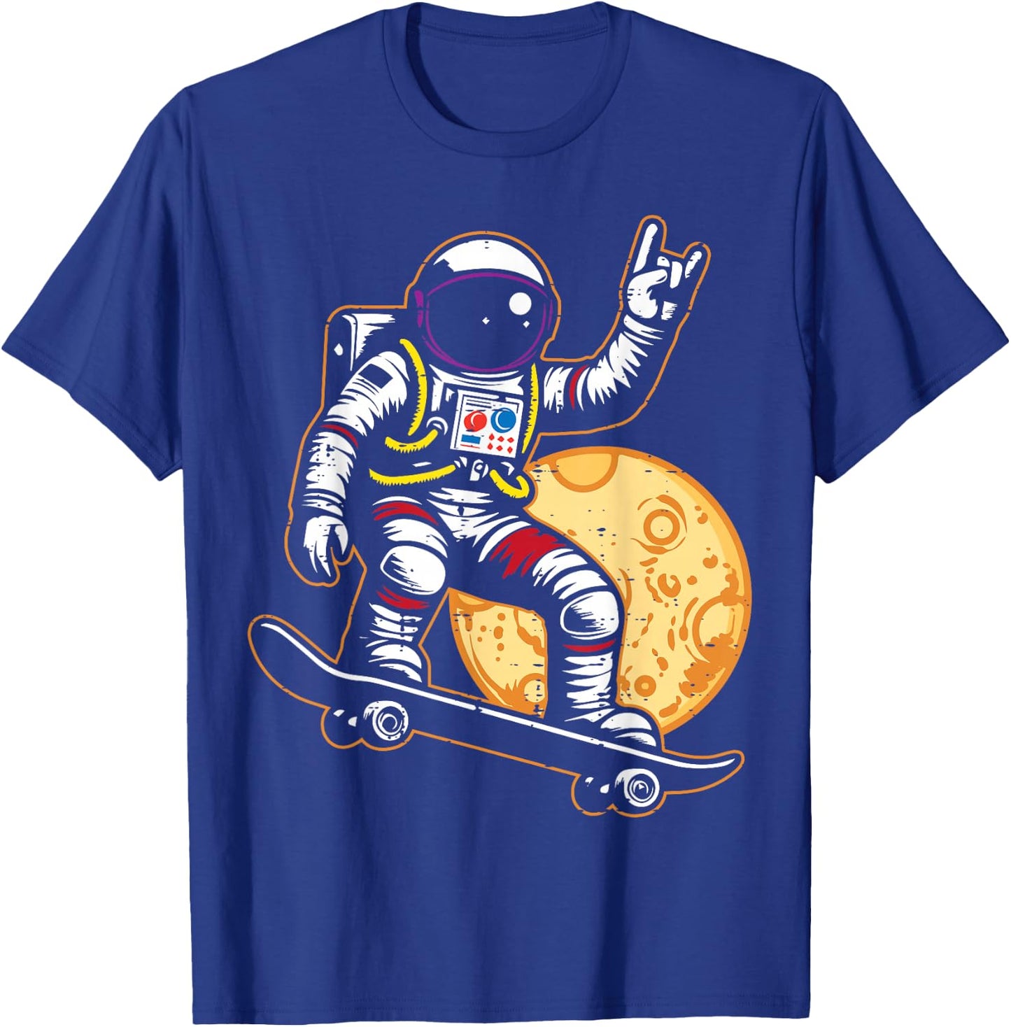 Astronaut Skateboard Rock Hand Space Rocker Men Boys Kids T-Shirt - T-Shirt | Royal