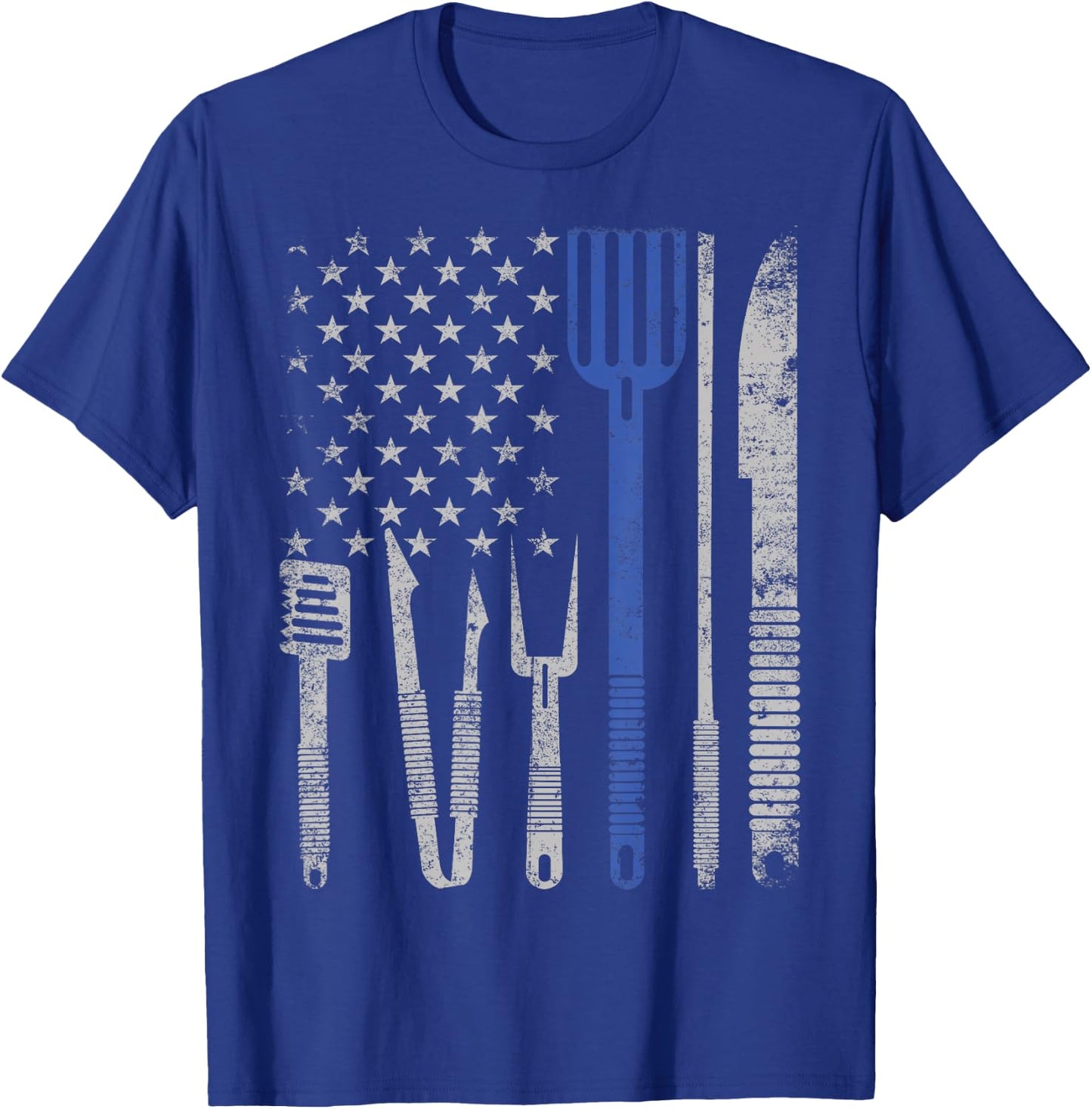 BBQ Grill pork with USA flag Cooking Chef t shirt Men Women T-Shirt - T-Shirt | Royal
