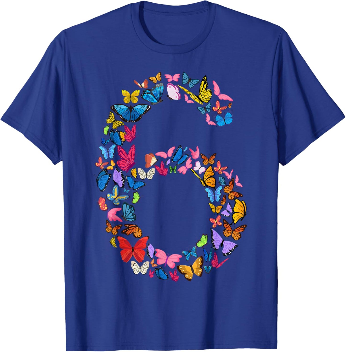 6th Birthday Butterflies 6 Years Old Girls Butterfly lover T-Shirt - T-Shirt | Royal