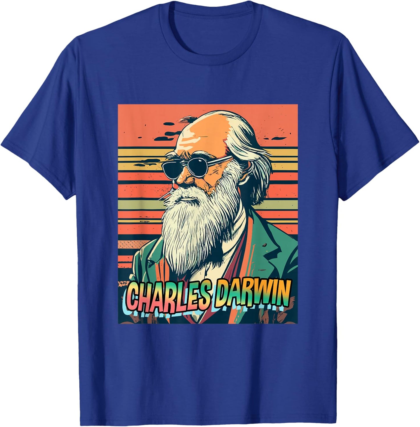 Retro Charles Darwin Shirt Naturalist Biologist Scientist T-Shirt - T-Shirt | Royal