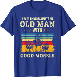 Funny Old Man Dad Morel Mushroom Hunting Grandpa Shrooming T-Shirt - T-Shirt | Royal