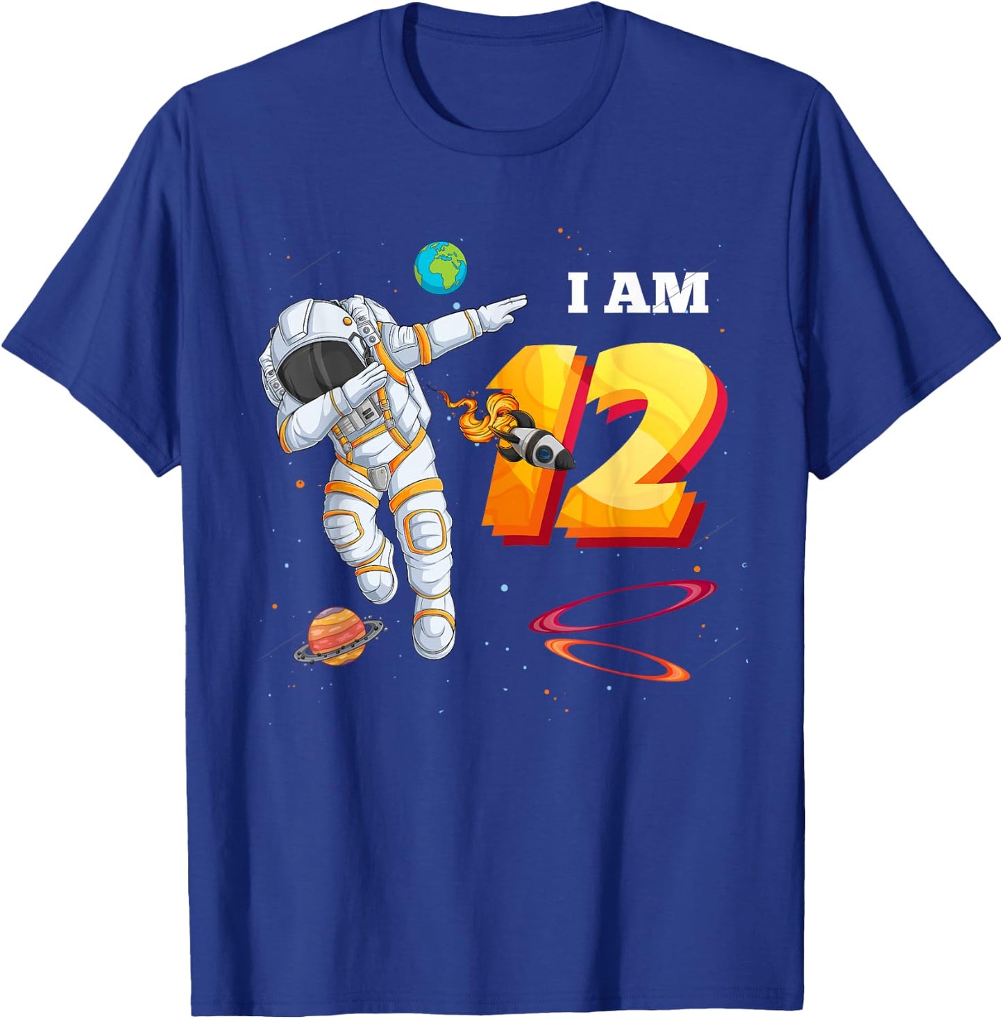 I Am 12th Birthday Cool Astronaut Space 12 Year Old Funny T-Shirt - T-Shirt | Royal
