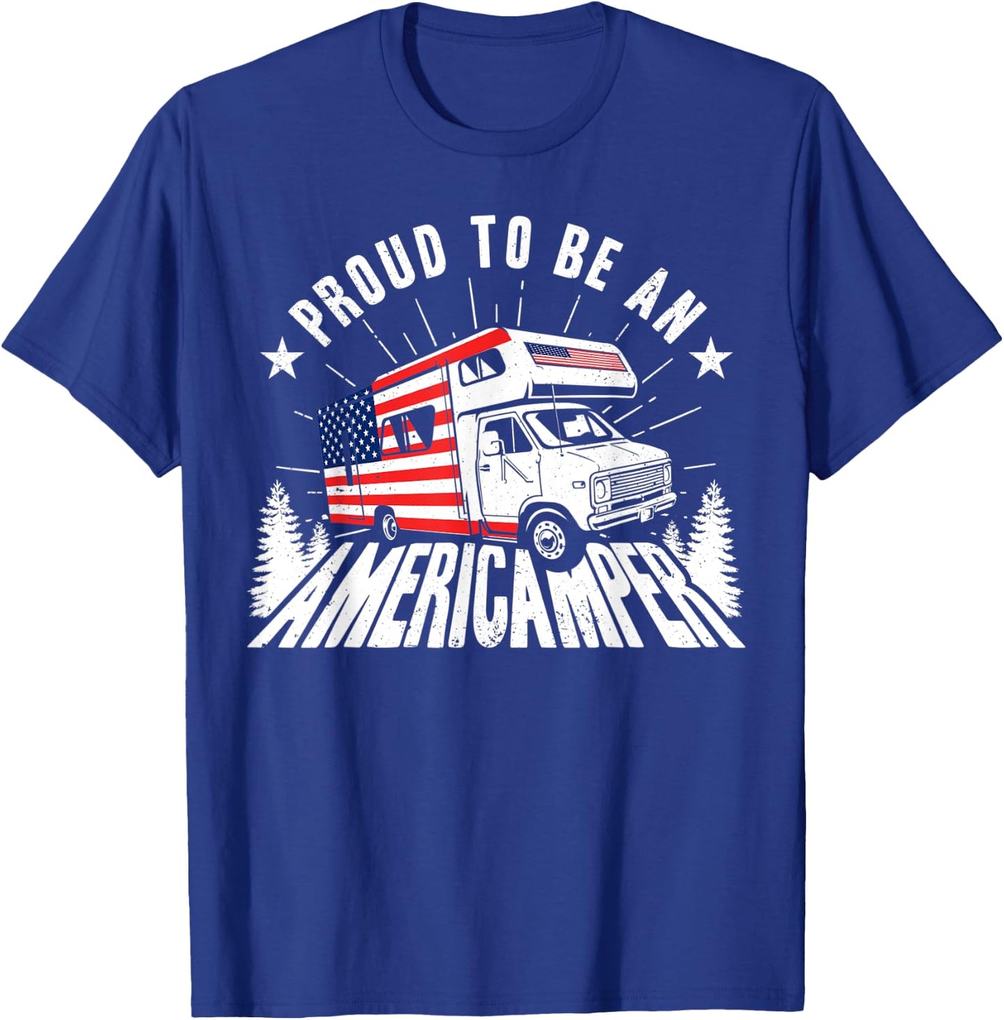 Proud Americamper USA Flag 4th of July RV Camper Camping Men T-Shirt - T-Shirt | Royal