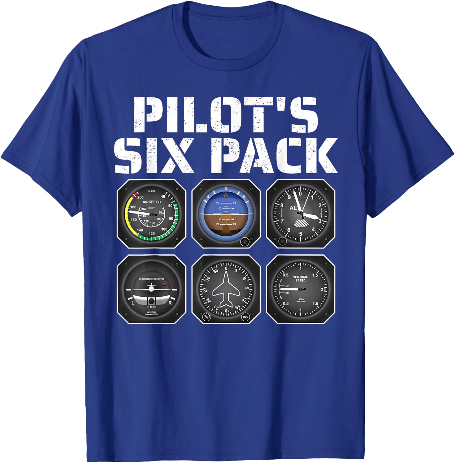 Pilot Aviation Pilot's Six Pack Pilot Airplane T-Shirt - T-Shirt | Royal