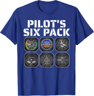 Pilot Aviation Pilot's Six Pack Pilot Airplane T-Shirt - T-Shirt | Royal